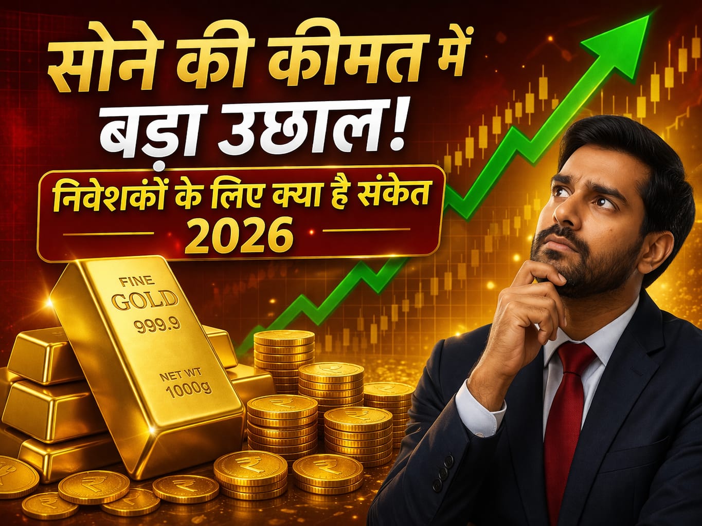 Gold rate rising with gold bars and upward chart India
