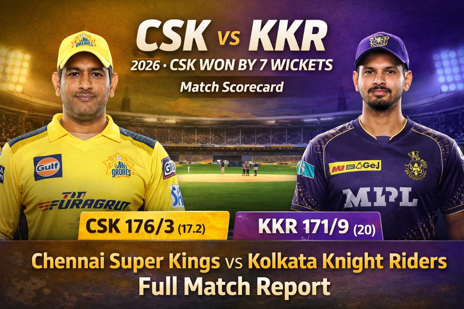 CSK vs KKR match scorecard