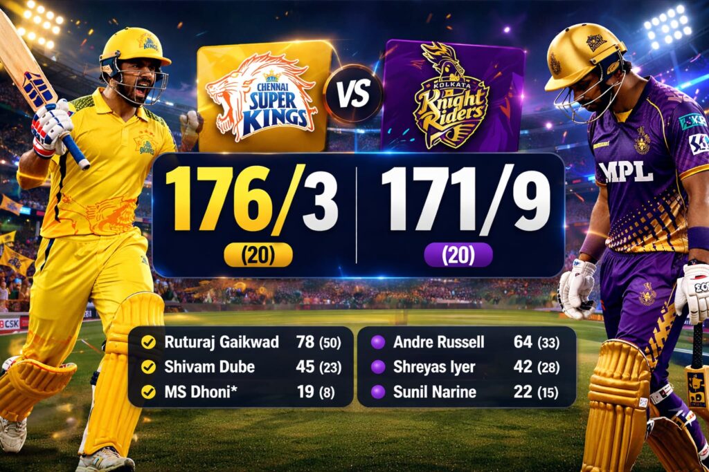 CSK vs KKR match scorecard