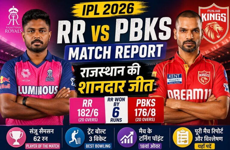 RR vs PBKS Match Report 2026 in Hindi | Rajasthan Royals vs Punjab Kings Full Analysis